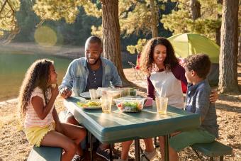 Family Camping By Lake