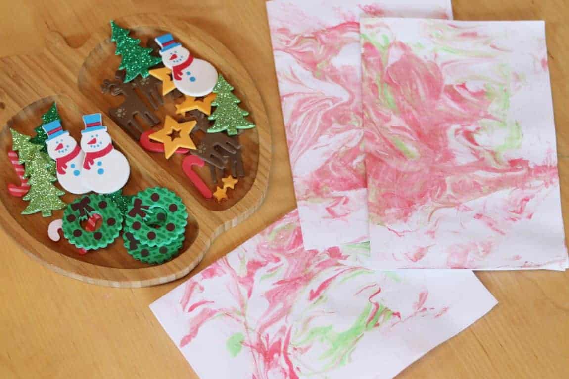 Marbled paper christmas card