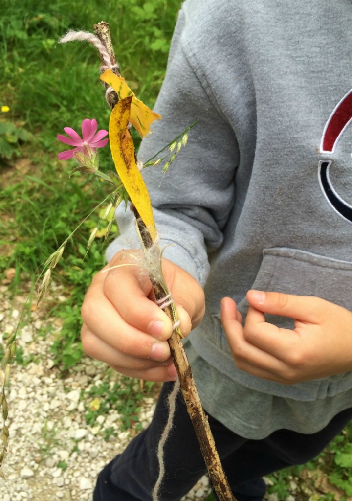 making a journey stick on a nature walk