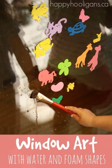 window art with water and foam shapes