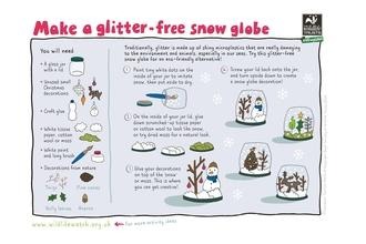 Glitter-free snow globe