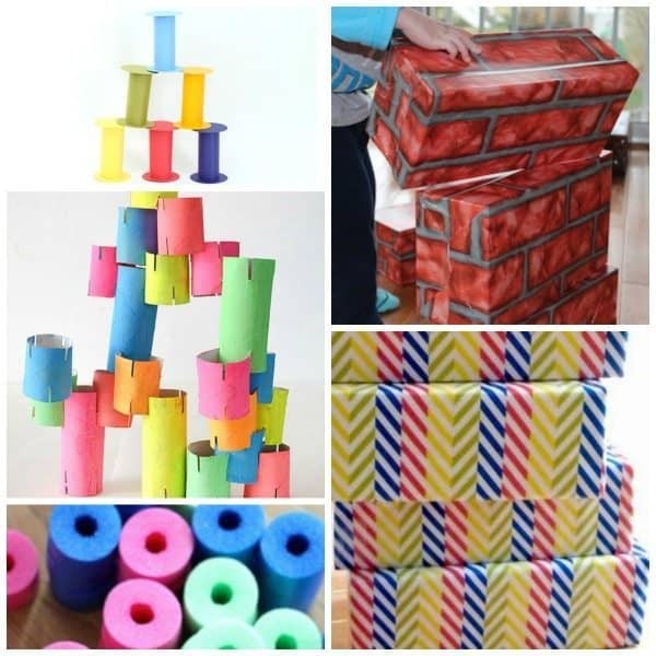 Every kid should have at least one good set of blocks. These DIY blocks for kids make it easy to have enough for everyone! I have placed this amazing collection of DIY blocks for babies, toddlers, preschoolers, elementary aged kids, teens and adults into categories so you can easily find what you are looking for. There are blocks with the letters of the alphabet (ABC blocks), recycled blocks, basic wood blocks, interlocking blocks, colored blocks, painted blocks, house, city, and people blocks, natural Waldorf blocks and outdoor blocks--whew! Enjoy making one of these sets or find inspiration to create your own!