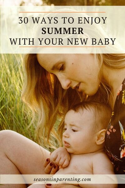 things to do with a newborn in summer: baby sitting in mom's lap
